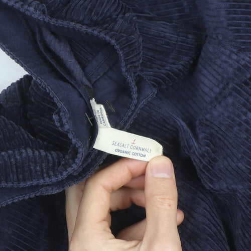 Seasalt Cornwall Women Navy Corduroy Trousers Size L Organic Cotton