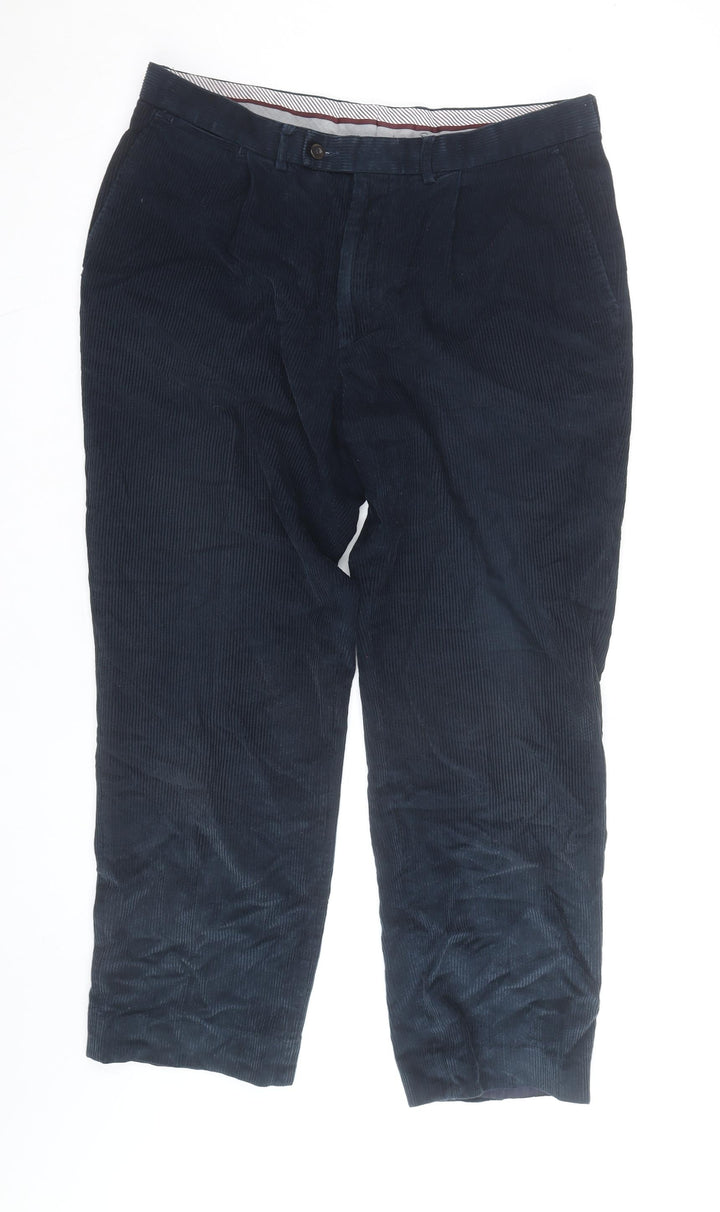 Marks and Spencer Men's Blue Corduroy Trousers 36W 29L Regular Fit