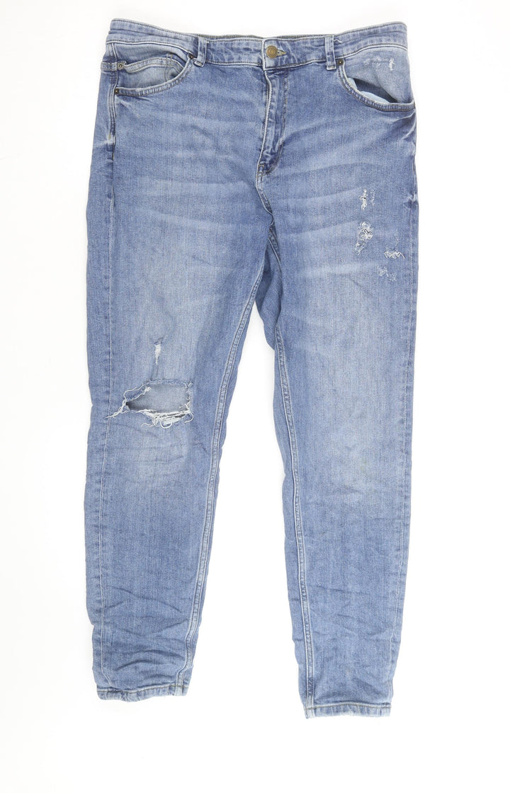 Red Herring Men’s Blue 38R Regular Fit Distressed Denim Jeans