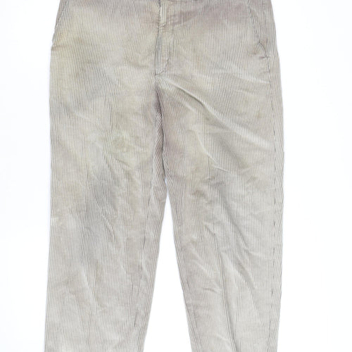 Marks and Spencer Men's Beige Corduroy Trousers Size 36 Regular Fit