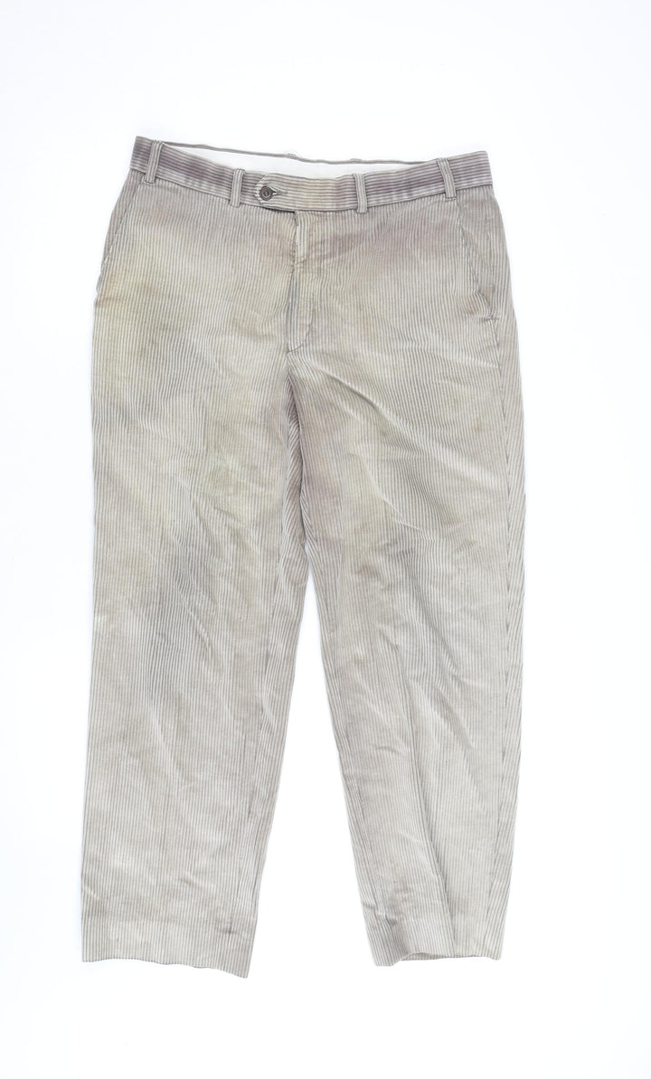 Marks and Spencer Men's Beige Corduroy Trousers Size 36 Regular Fit