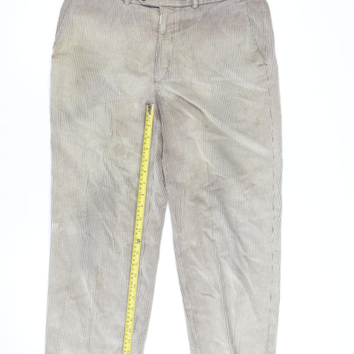 Marks and Spencer Men's Beige Corduroy Trousers Size 36 Regular Fit