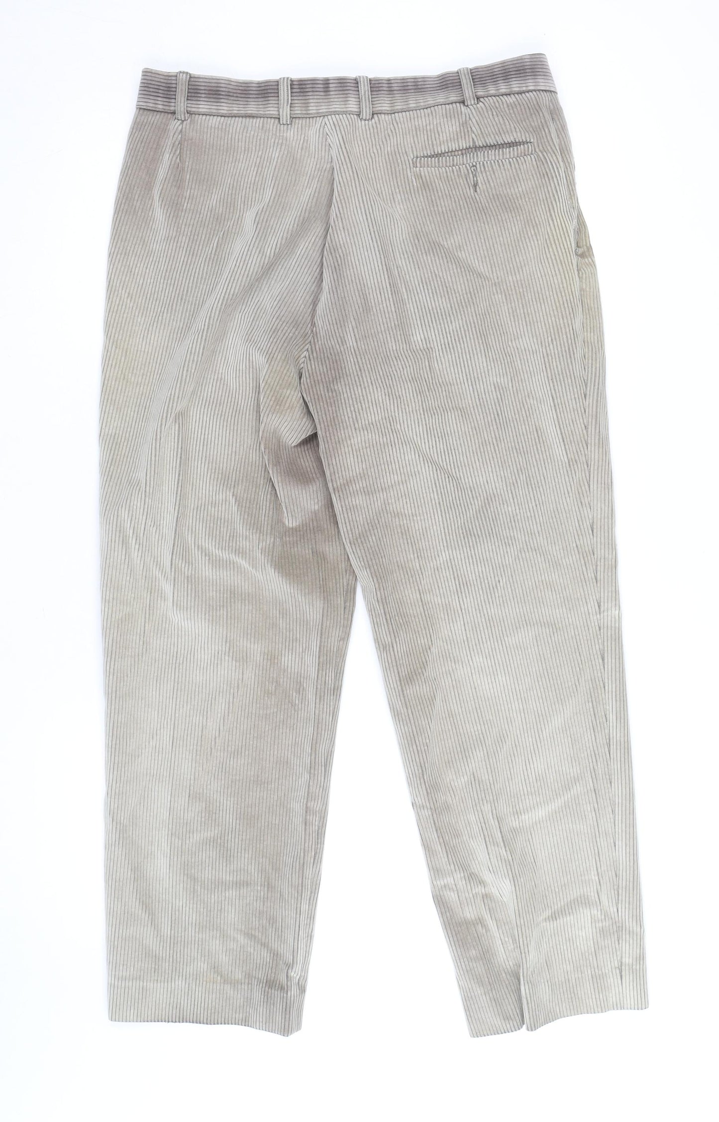 Marks and Spencer Men's Beige Corduroy Trousers Size 36 Regular Fit