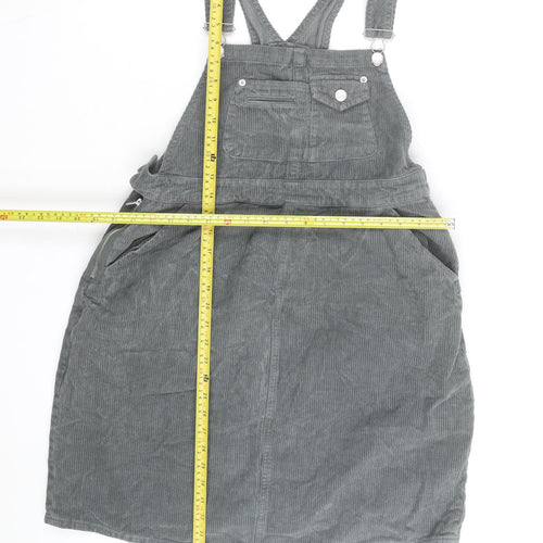 ASOS Women Grey Corduroy Dungaree Dress UK 10 Adjustable Pockets