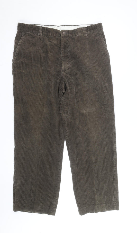Farah Men’s Brown Corduroy Regular Fit Trousers 32W 30L
