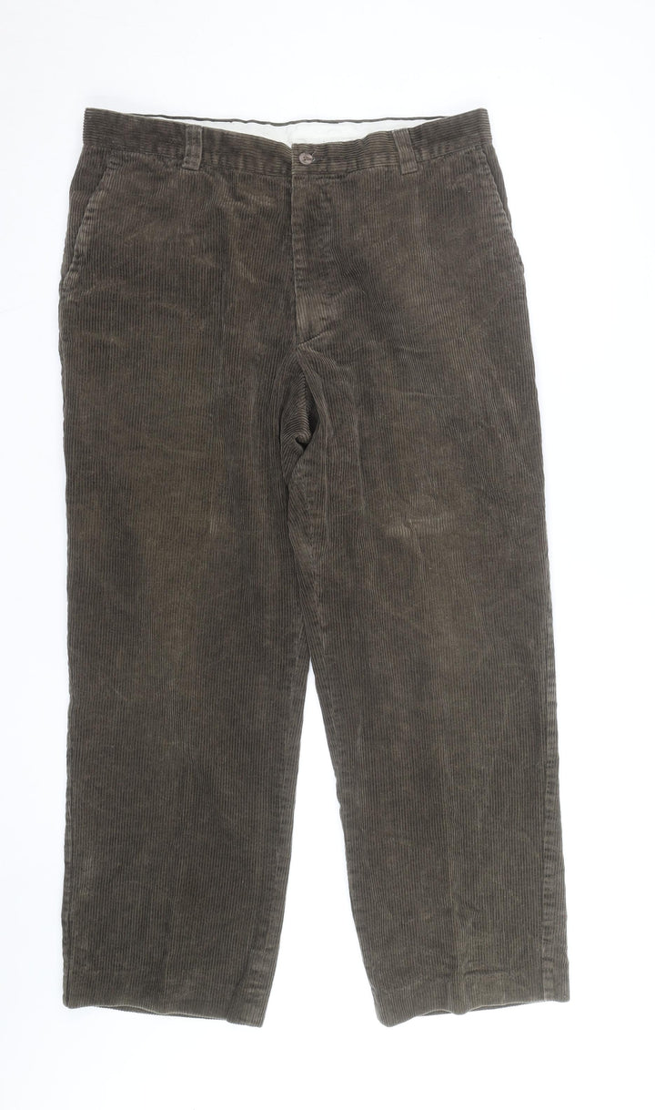 Farah Men’s Brown Corduroy Regular Fit Trousers 32W 30L