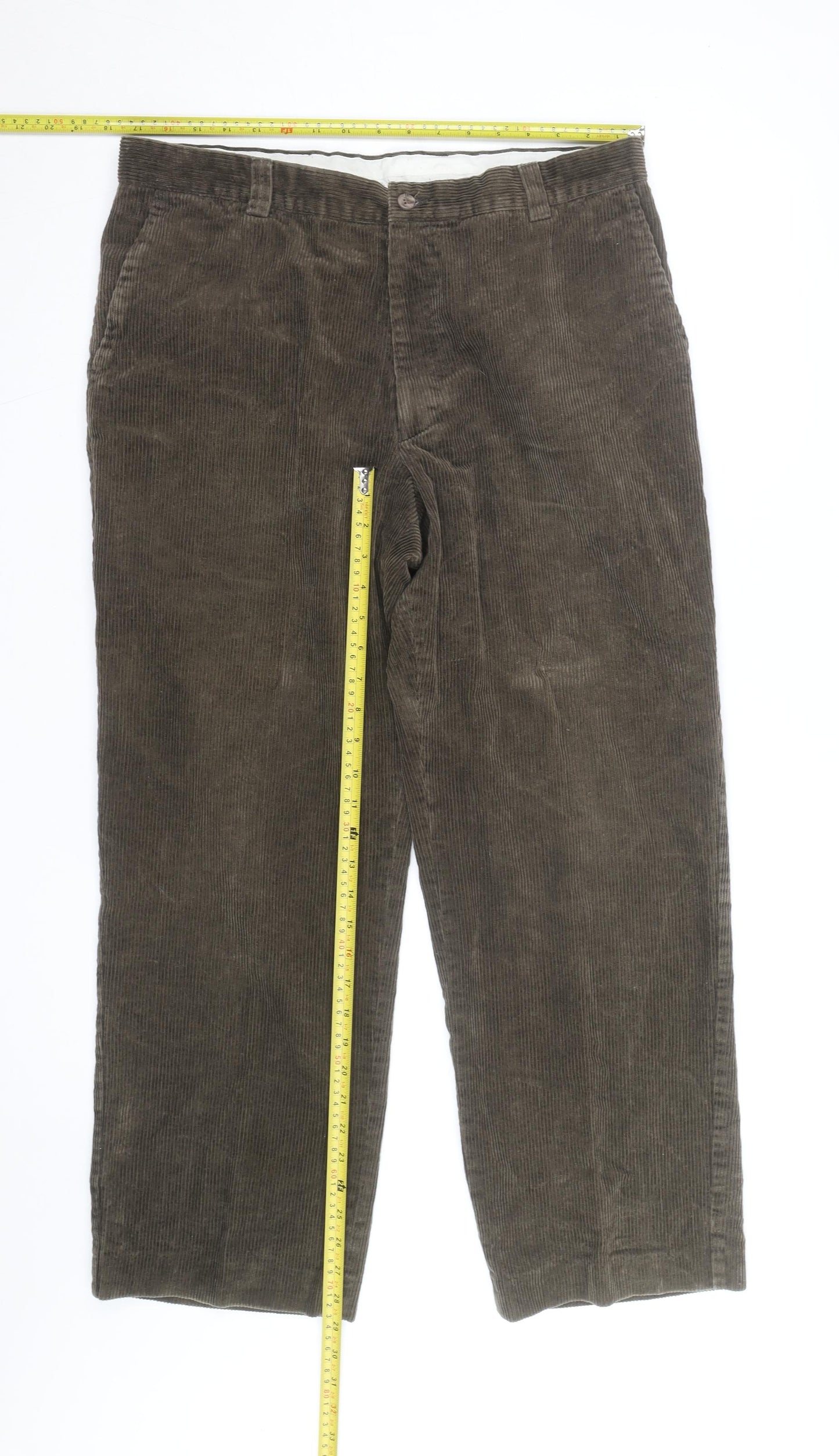 Farah Men’s Brown Corduroy Regular Fit Trousers 32W 30L