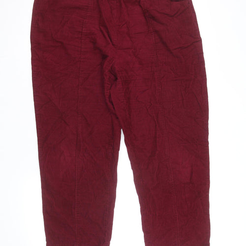 Isle Women's Red Corduroy Cropped Trousers Size 18 Elastic Waist