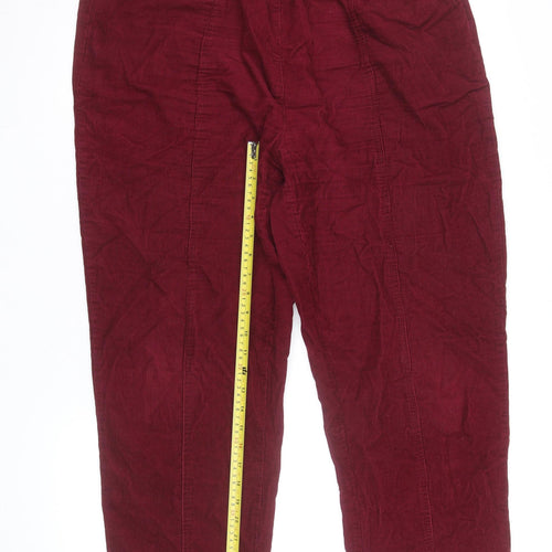 Isle Women's Red Corduroy Cropped Trousers Size 18 Elastic Waist