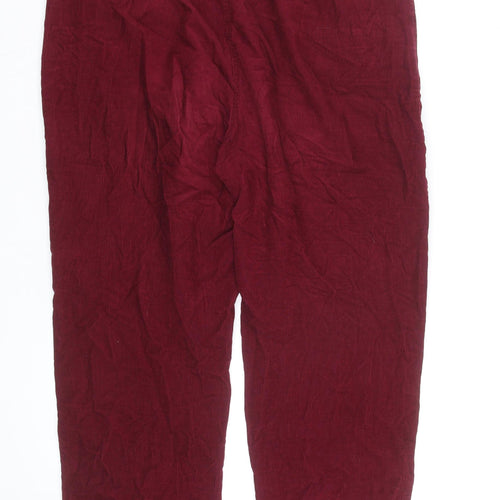 Isle Women's Red Corduroy Cropped Trousers Size 18 Elastic Waist