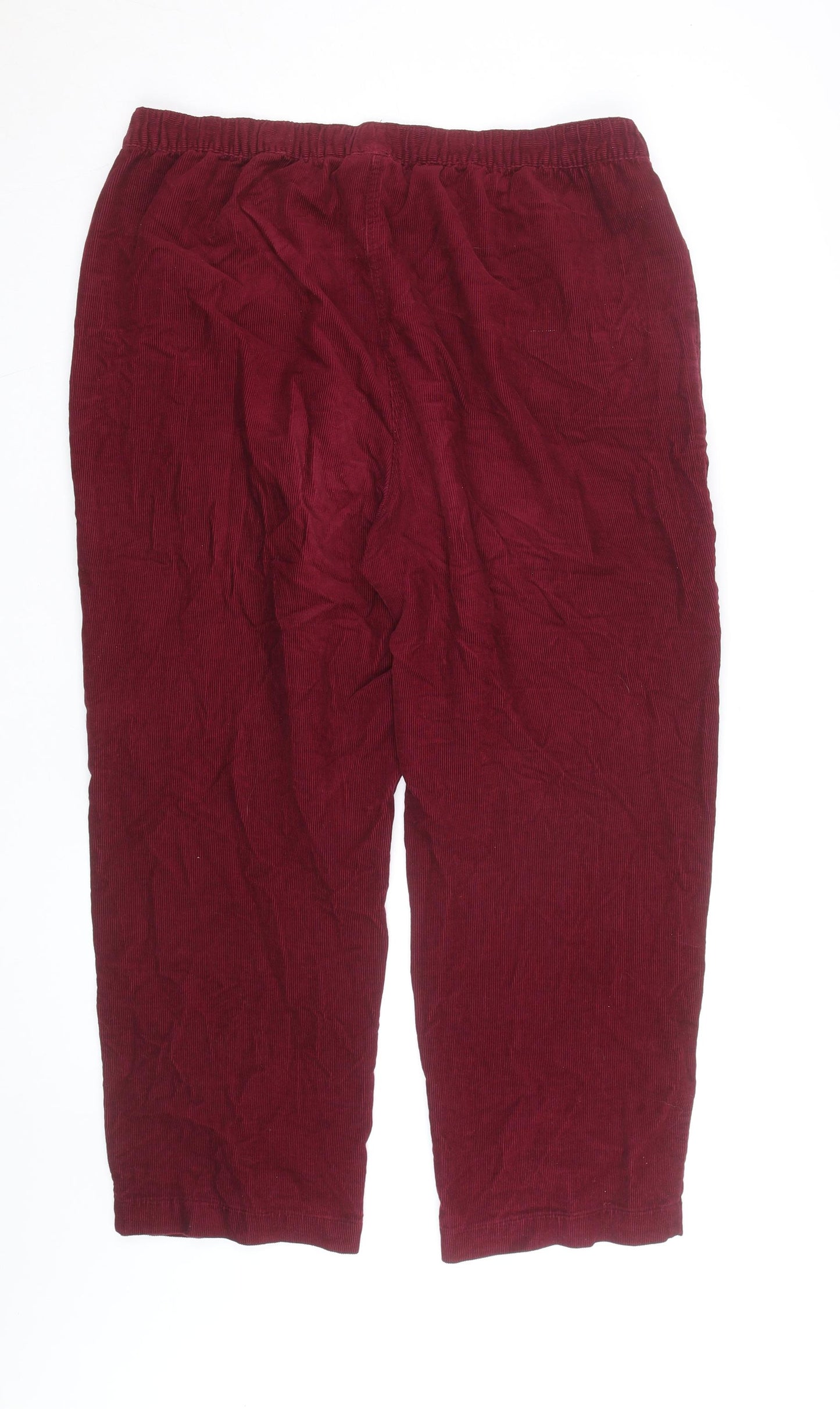Isle Women's Red Corduroy Cropped Trousers Size 18 Elastic Waist