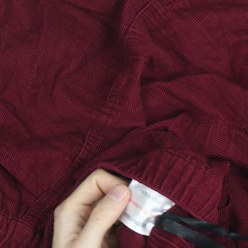 Isle Women's Red Corduroy Cropped Trousers Size 18 Elastic Waist
