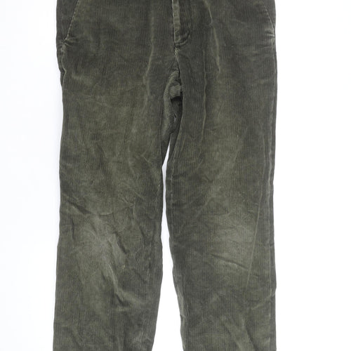 Marks and Spencer Men's Green Corduroy Straight Trousers 32W 29L