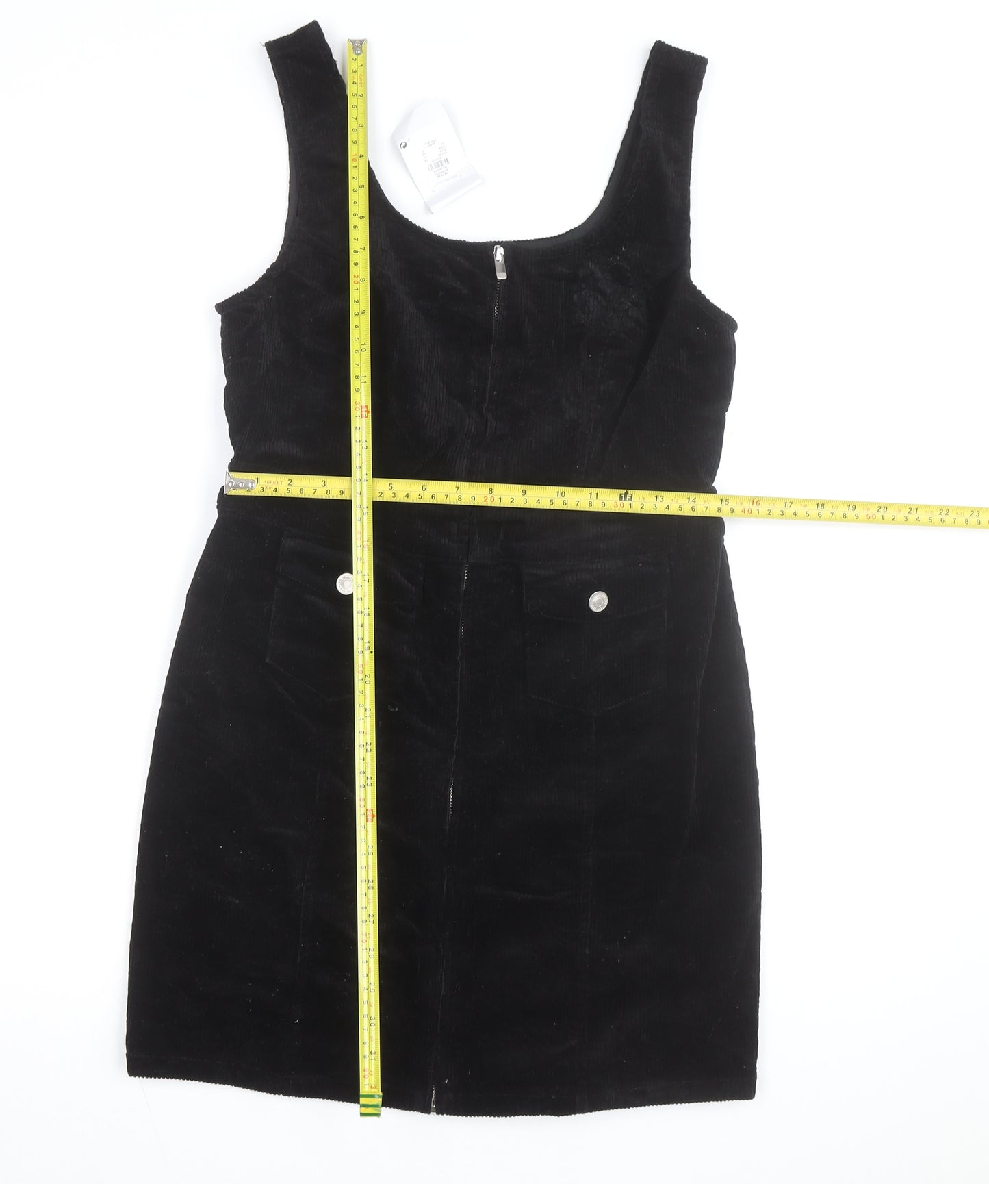 Primark Women Black Corduroy Pinafore Dress Size 14