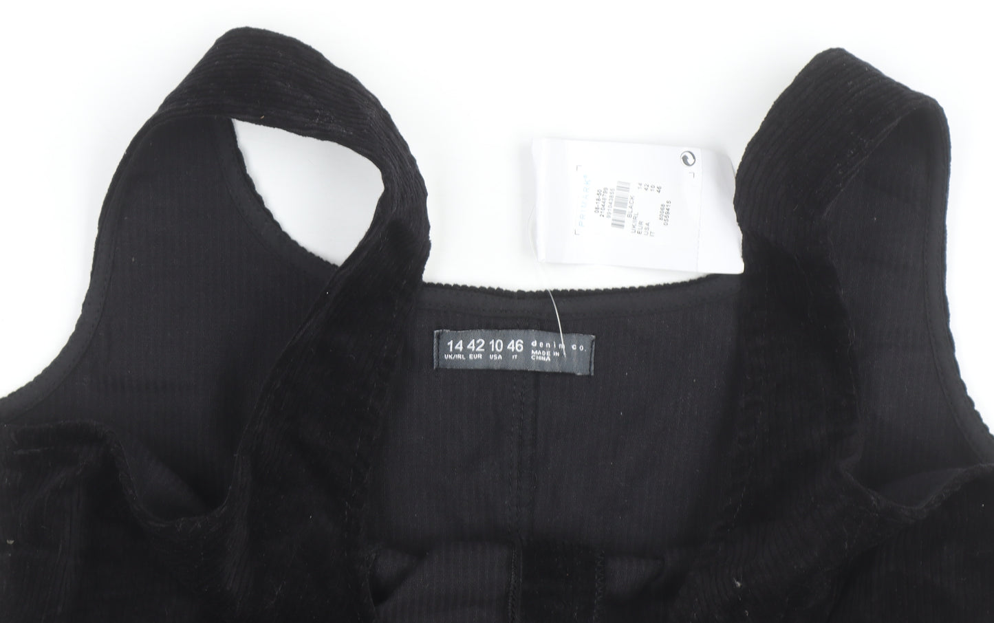 Primark Women Black Corduroy Pinafore Dress Size 14