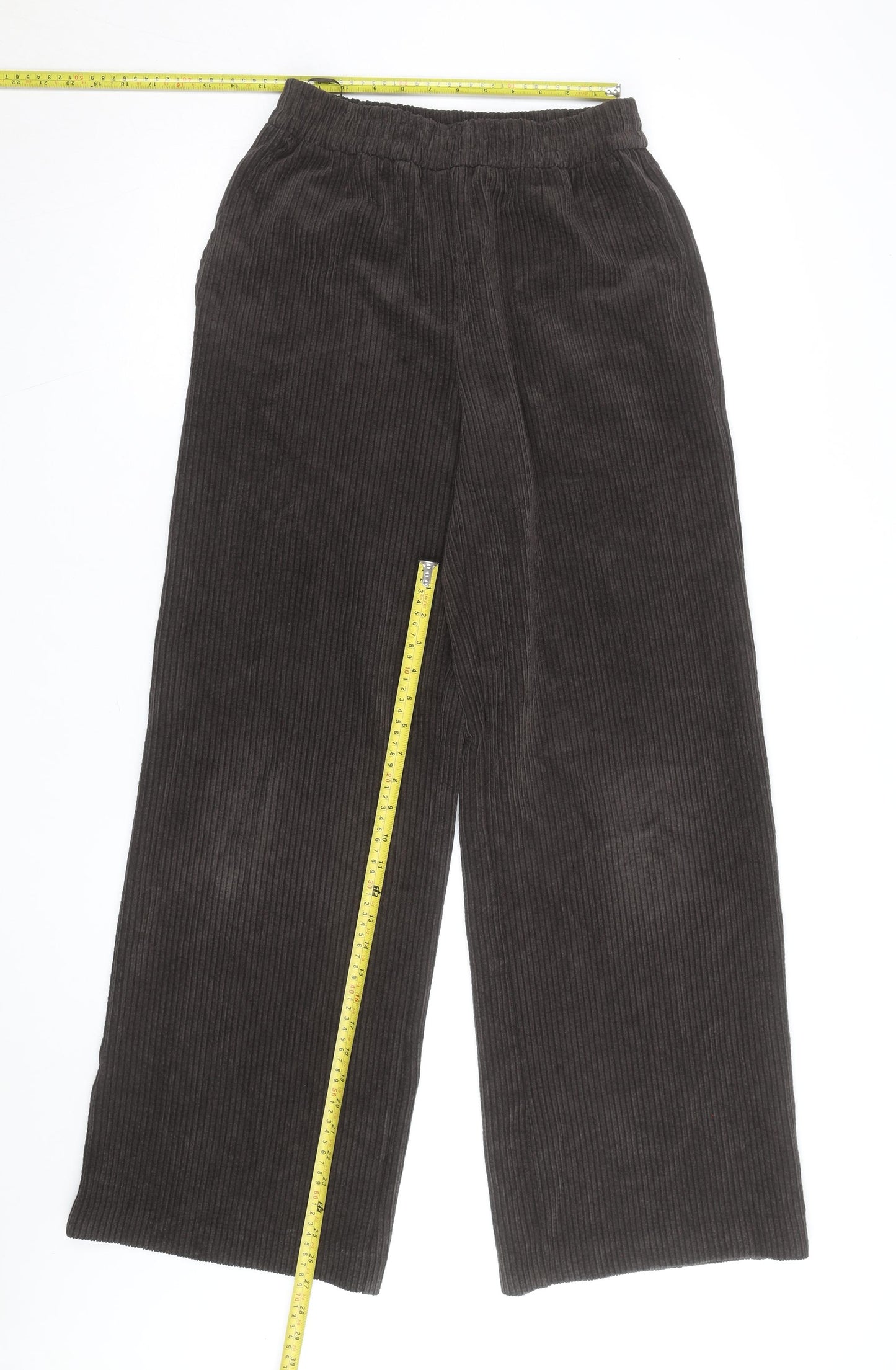Next Women Brown Corduroy Wide-Leg Trousers Size 18L Tall