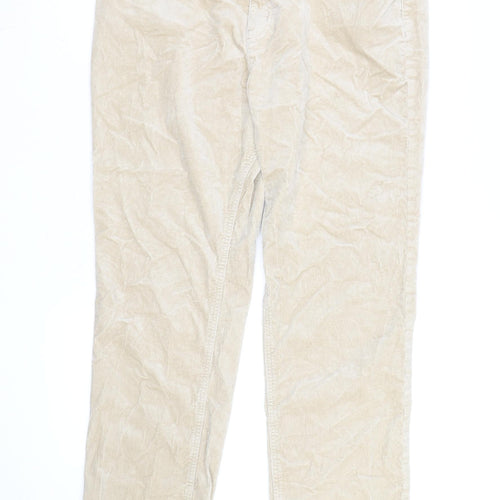 Marks and Spencer Women's Beige Corduroy Slim Chino Trousers Size 16