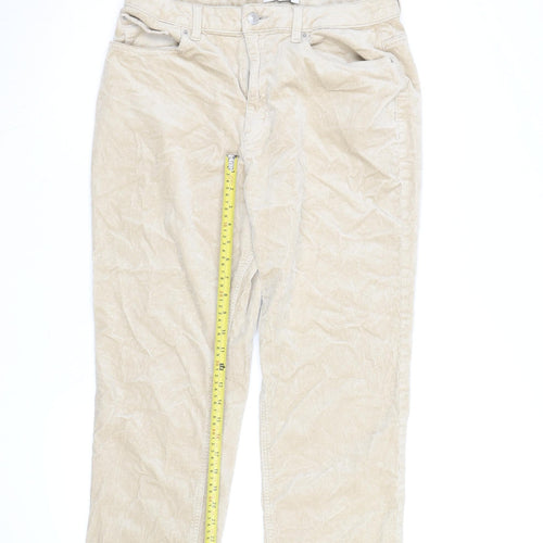 Marks and Spencer Women's Beige Corduroy Slim Chino Trousers Size 16