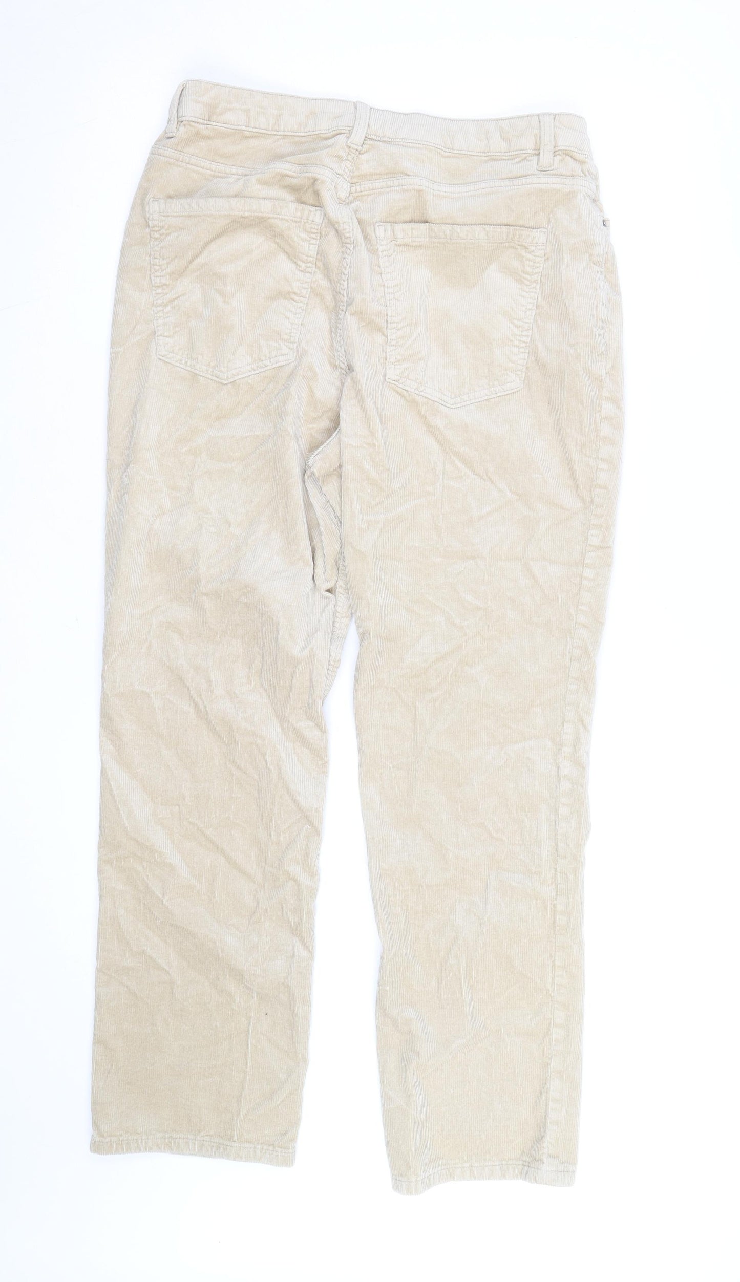 Marks and Spencer Women's Beige Corduroy Slim Chino Trousers Size 16