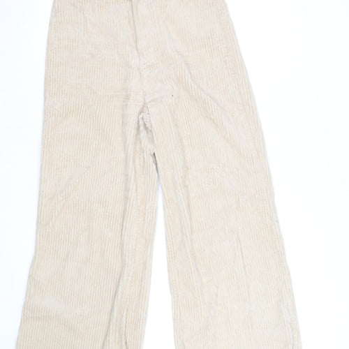 EDC Women Beige Corduroy Wide-Leg High Rise Trousers Size 12