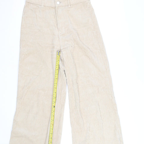EDC Women Beige Corduroy Wide-Leg High Rise Trousers Size 12