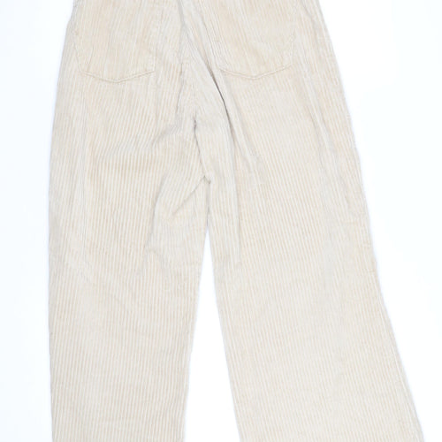 EDC Women Beige Corduroy Wide-Leg High Rise Trousers Size 12