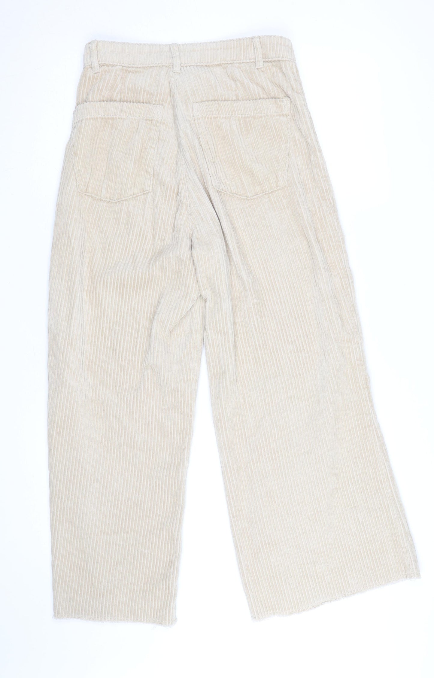 EDC Women Beige Corduroy Wide-Leg High Rise Trousers Size 12