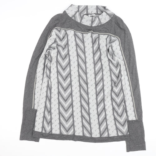 MONA Women’s Grey Mock Neck Geometric Pullover Jumper Size 14