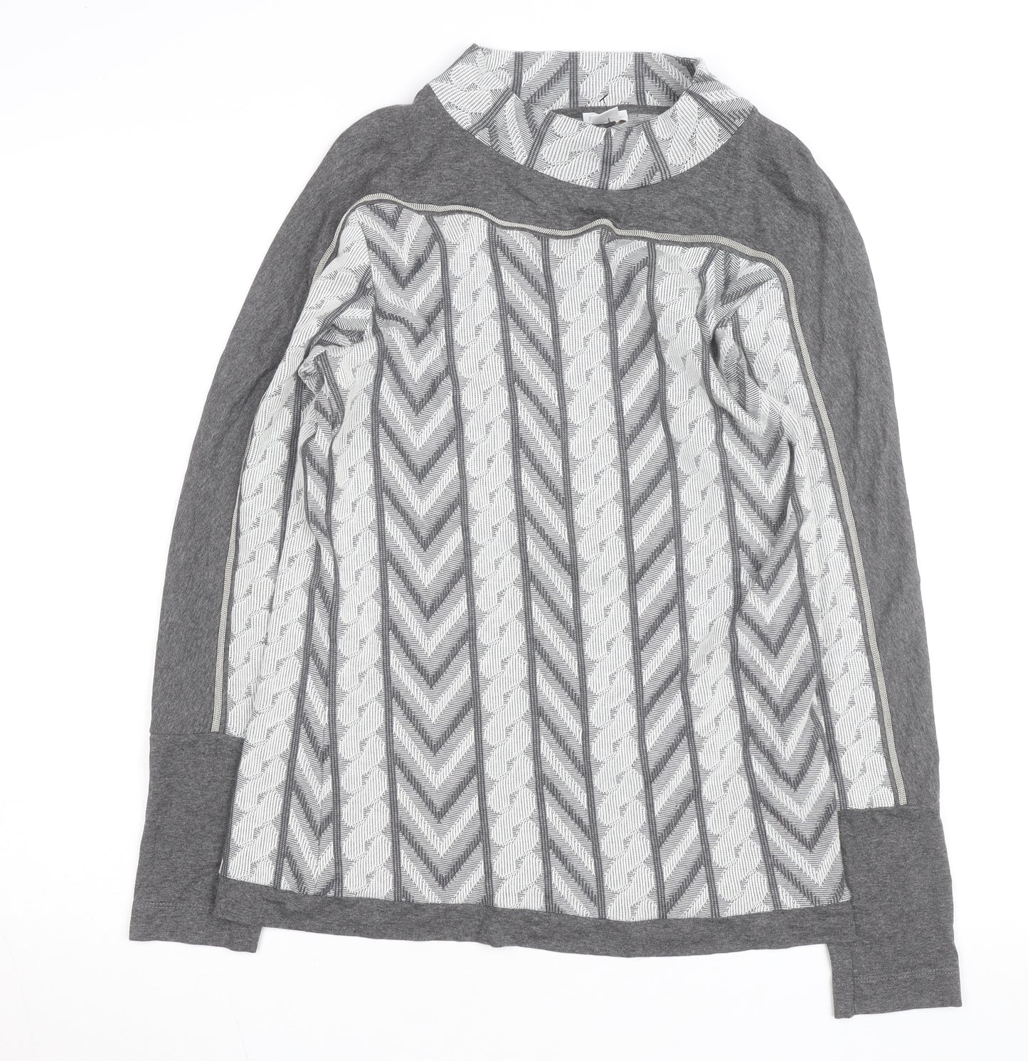 MONA Women’s Grey Mock Neck Geometric Pullover Jumper Size 14