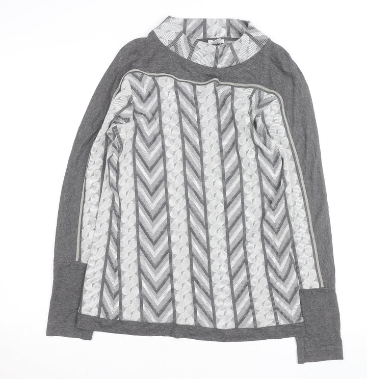 MONA Women’s Grey Mock Neck Geometric Pullover Jumper Size 14