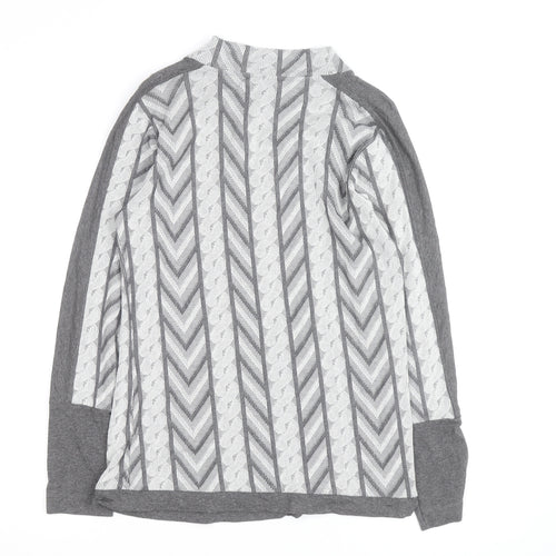 MONA Women’s Grey Mock Neck Geometric Pullover Jumper Size 14