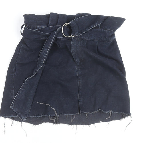ASOS Women’s Blue Denim A-Line Mini Skirt Size 14 Belted High Rise