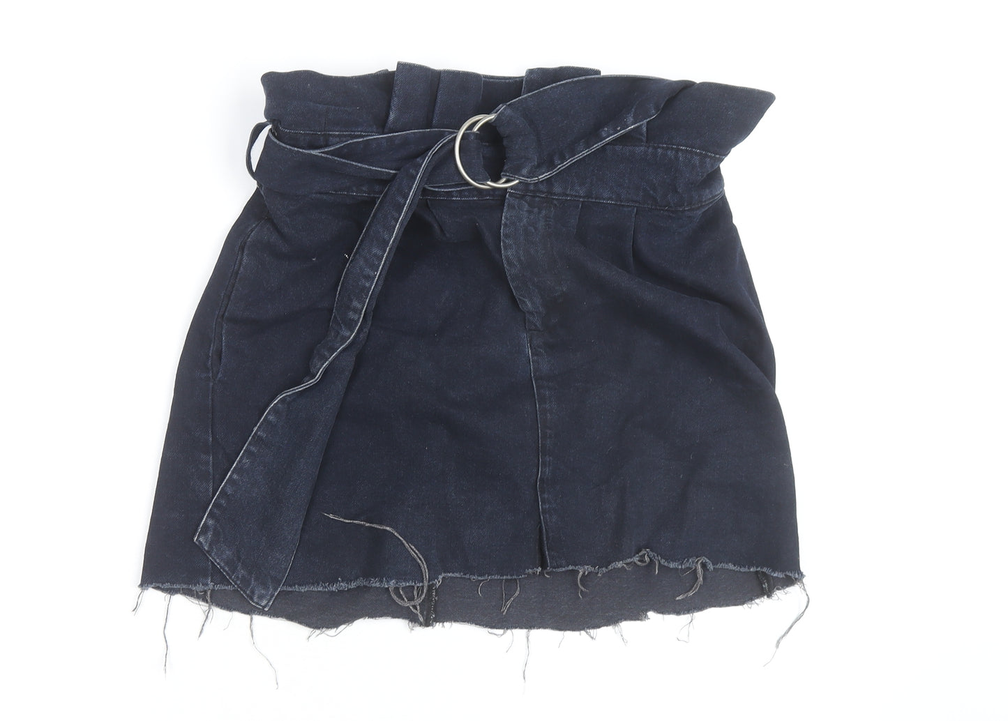 ASOS Women’s Blue Denim A-Line Mini Skirt Size 14 Belted High Rise