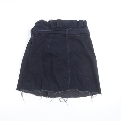 ASOS Women’s Blue Denim A-Line Mini Skirt Size 14 Belted High Rise