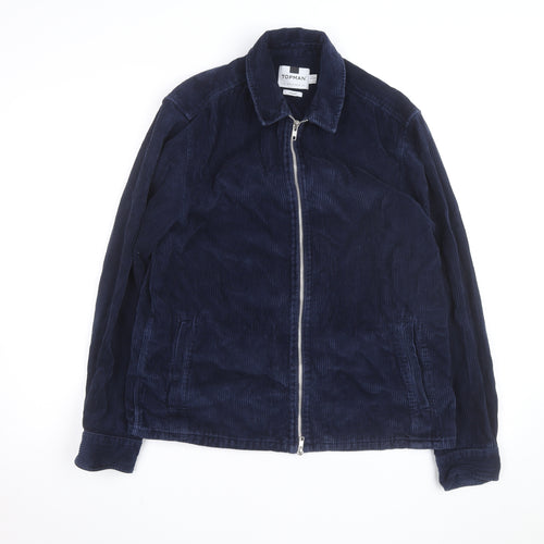 Topman Men Blue Corduroy Full Zip Jacket Size L 42in Casual