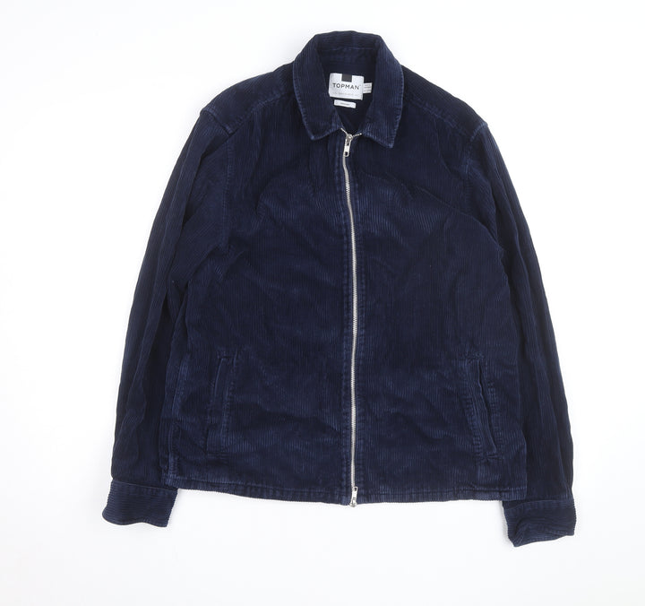Topman Men Blue Corduroy Full Zip Jacket Size L 42in Casual