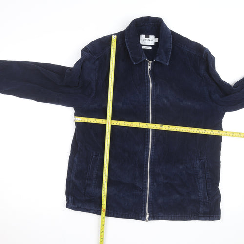Topman Men Blue Corduroy Full Zip Jacket Size L 42in Casual