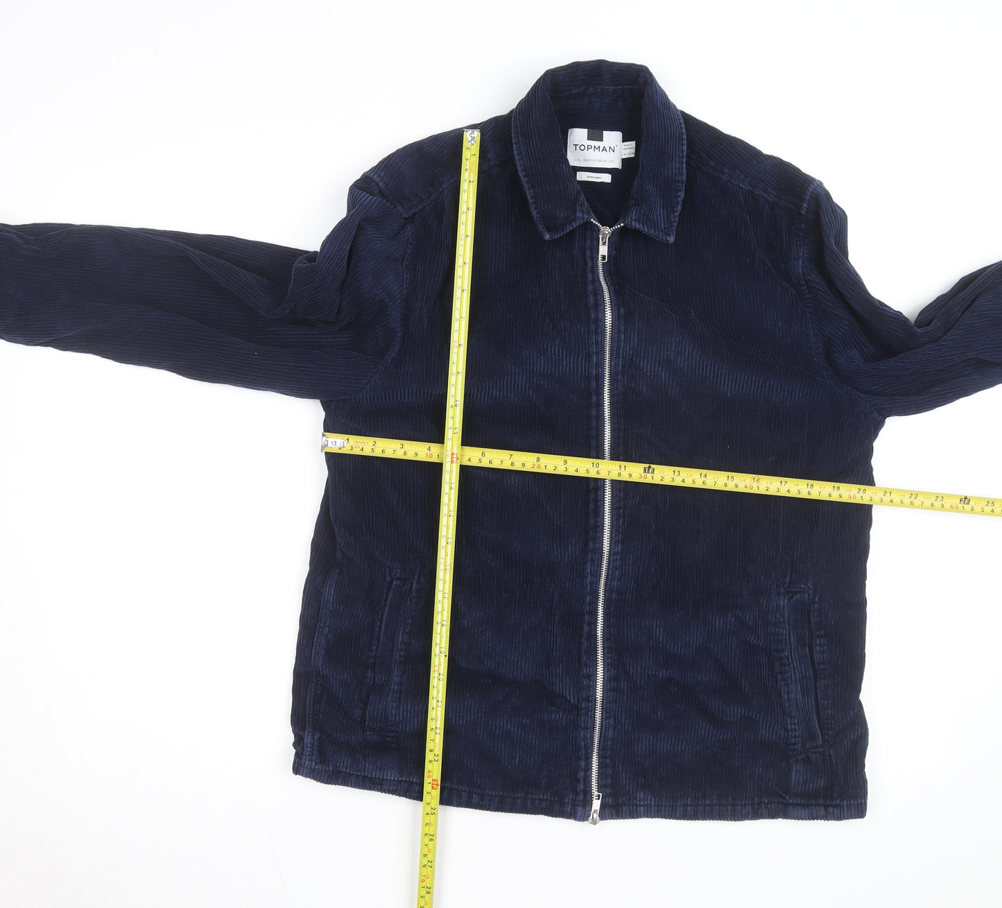 Topman Men Blue Corduroy Full Zip Jacket Size L 42in Casual