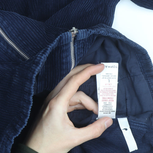 Topman Men Blue Corduroy Full Zip Jacket Size L 42in Casual