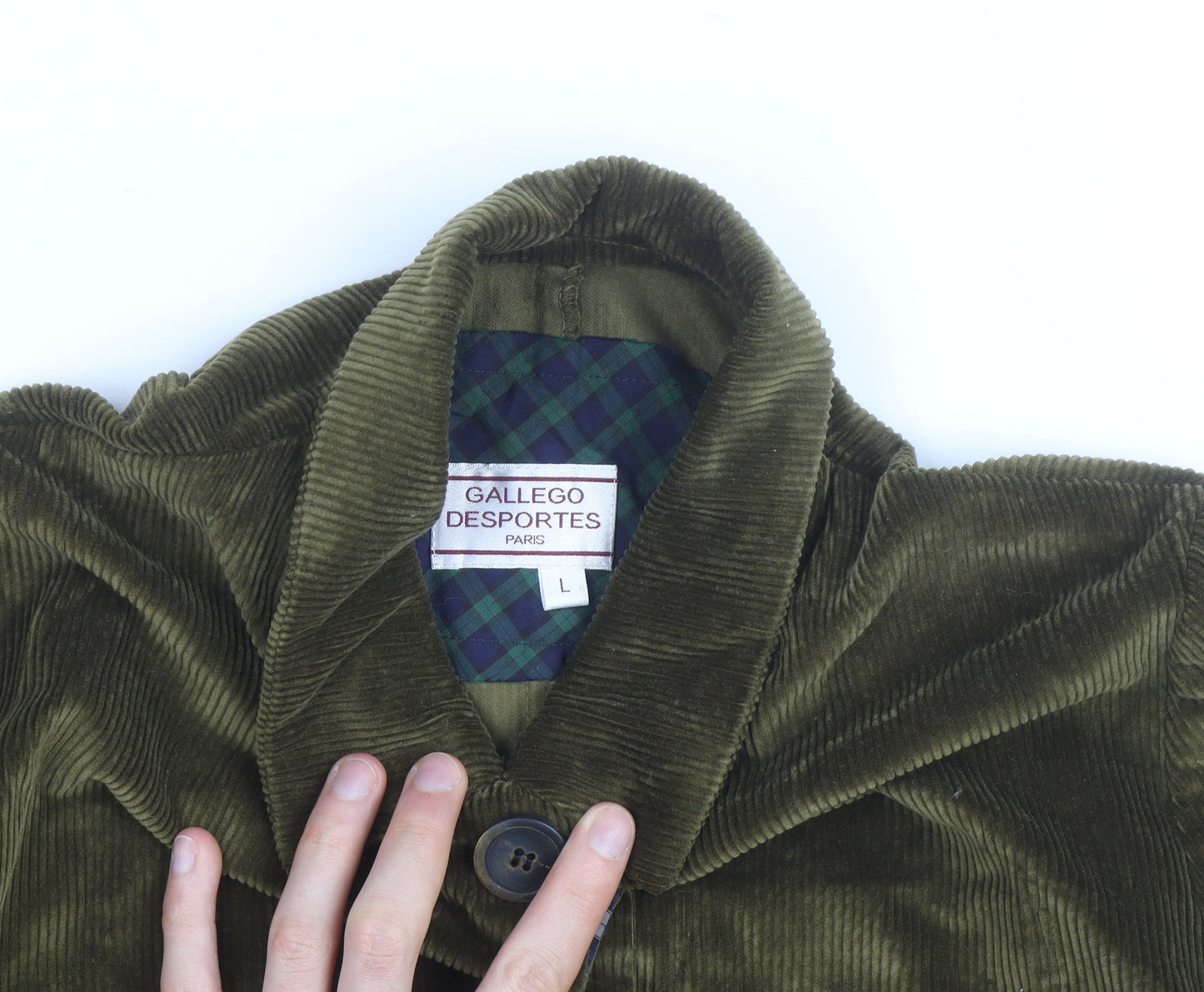 Gallego Desportes Men's Green Corduroy Lined Jacket Size L