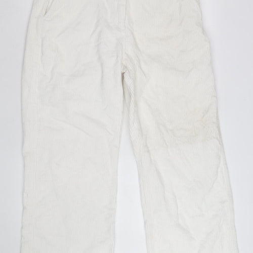 Oliver Bonas Women White Corduroy Chino Trousers Size 14