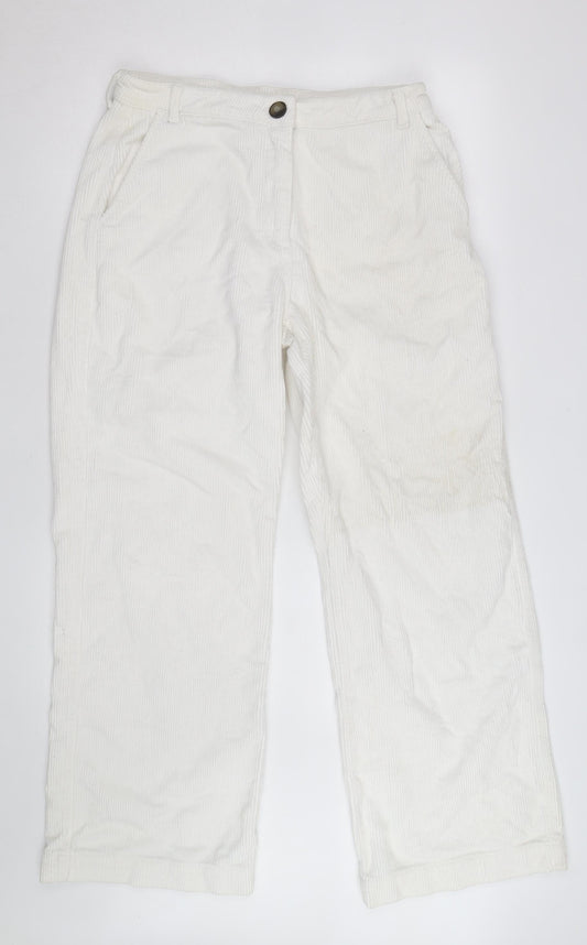 Oliver Bonas Women White Corduroy Chino Trousers Size 14