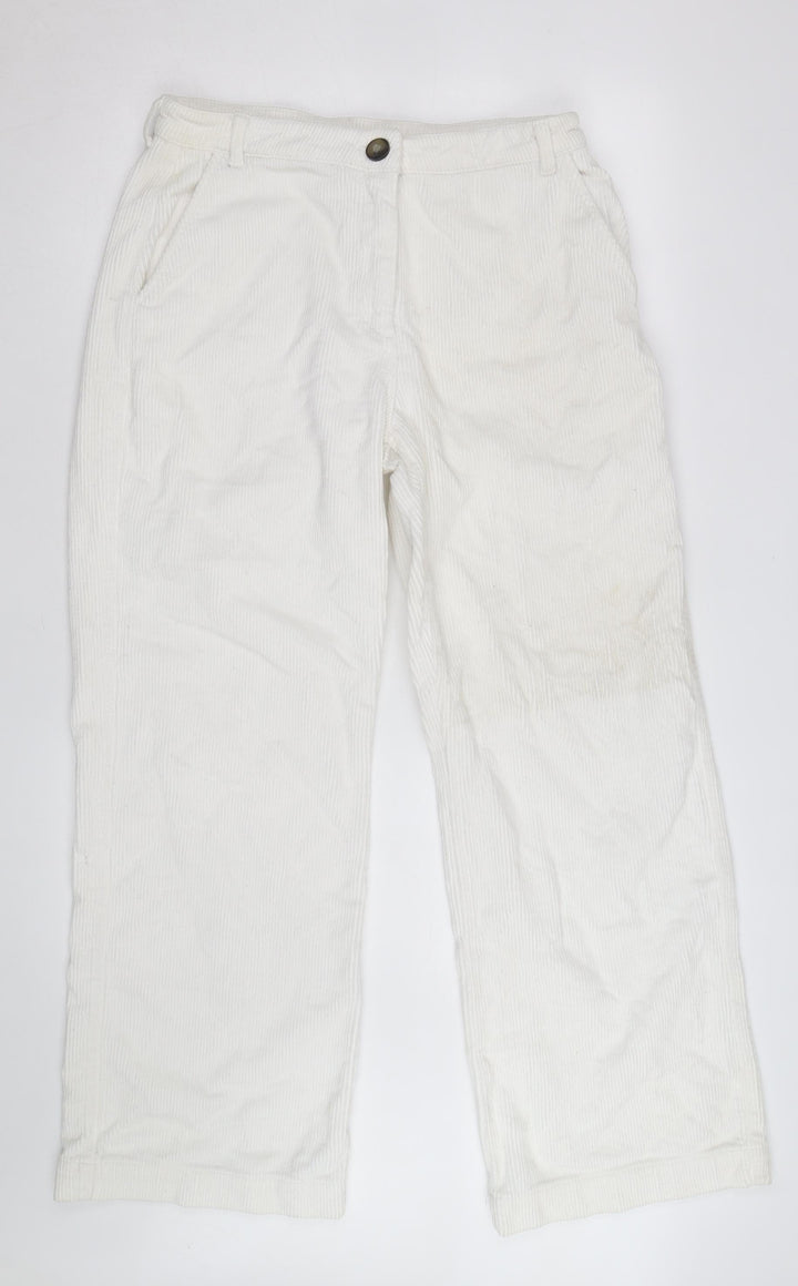 Oliver Bonas Women White Corduroy Chino Trousers Size 14