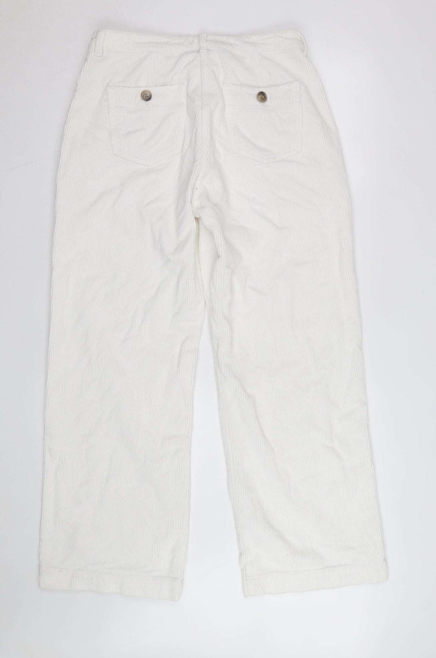 Oliver Bonas Women White Corduroy Chino Trousers Size 14