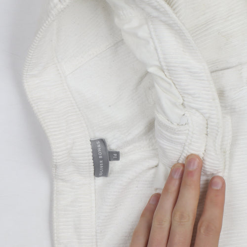 Oliver Bonas Women White Corduroy Chino Trousers Size 14