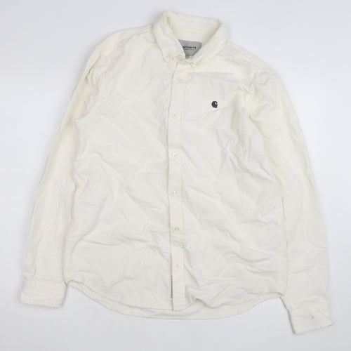 Carhartt Men’s Ivory Corduroy Button-Up Long Sleeve Shirt M