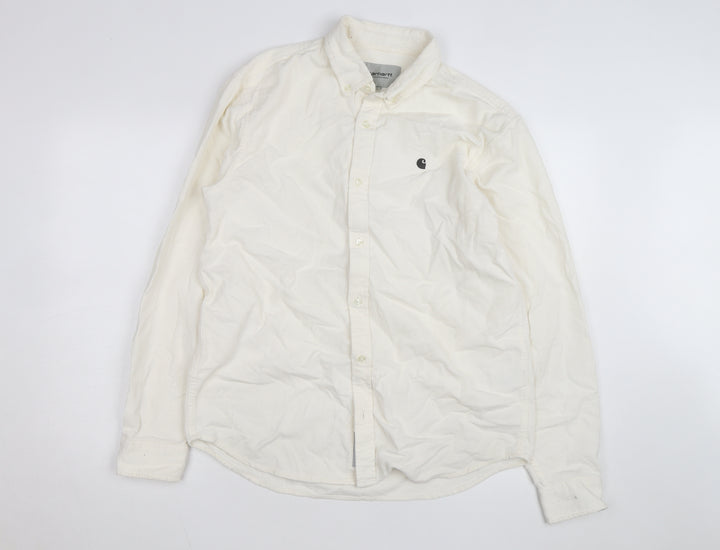 Carhartt Men’s Ivory Corduroy Button-Up Long Sleeve Shirt M