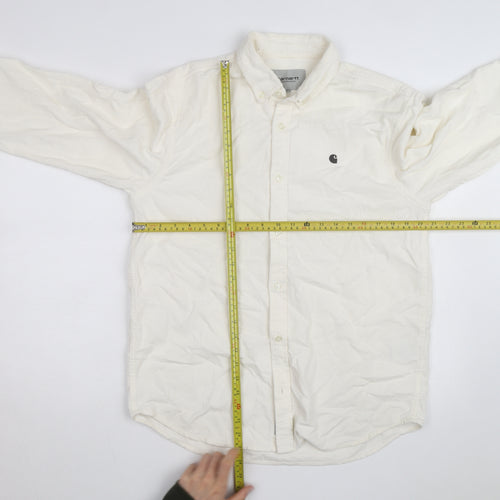Carhartt Men’s Ivory Corduroy Button-Up Long Sleeve Shirt M