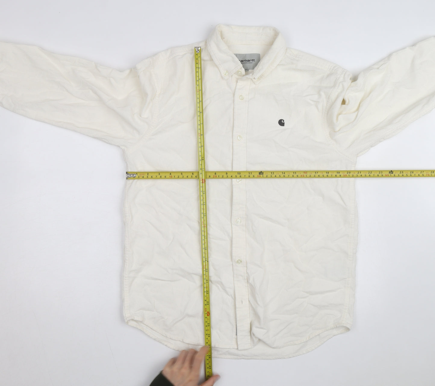 Carhartt Men’s Ivory Corduroy Button-Up Long Sleeve Shirt M