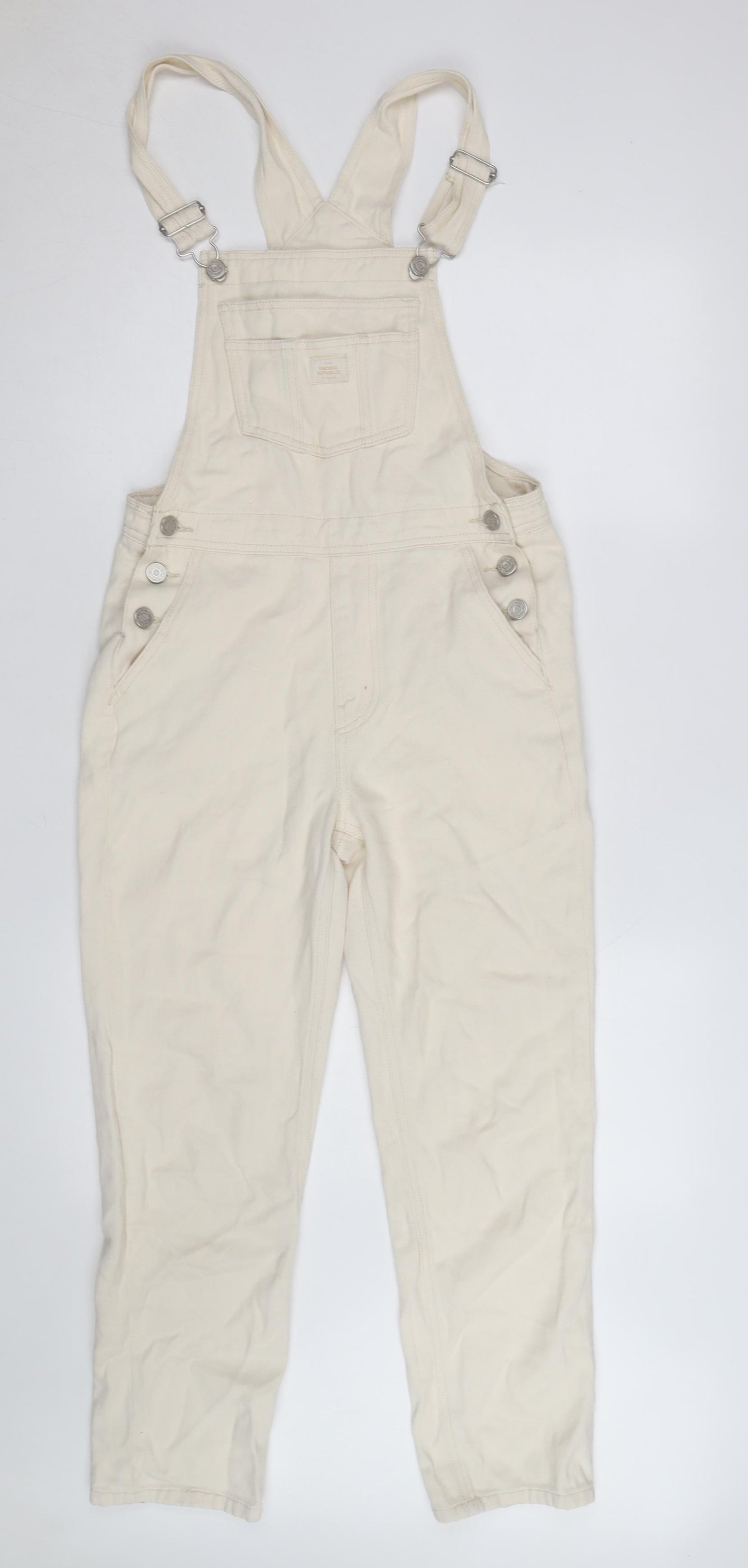 Pacific Republic Women's Ivory Cotton Dungaree Jumpsuit M